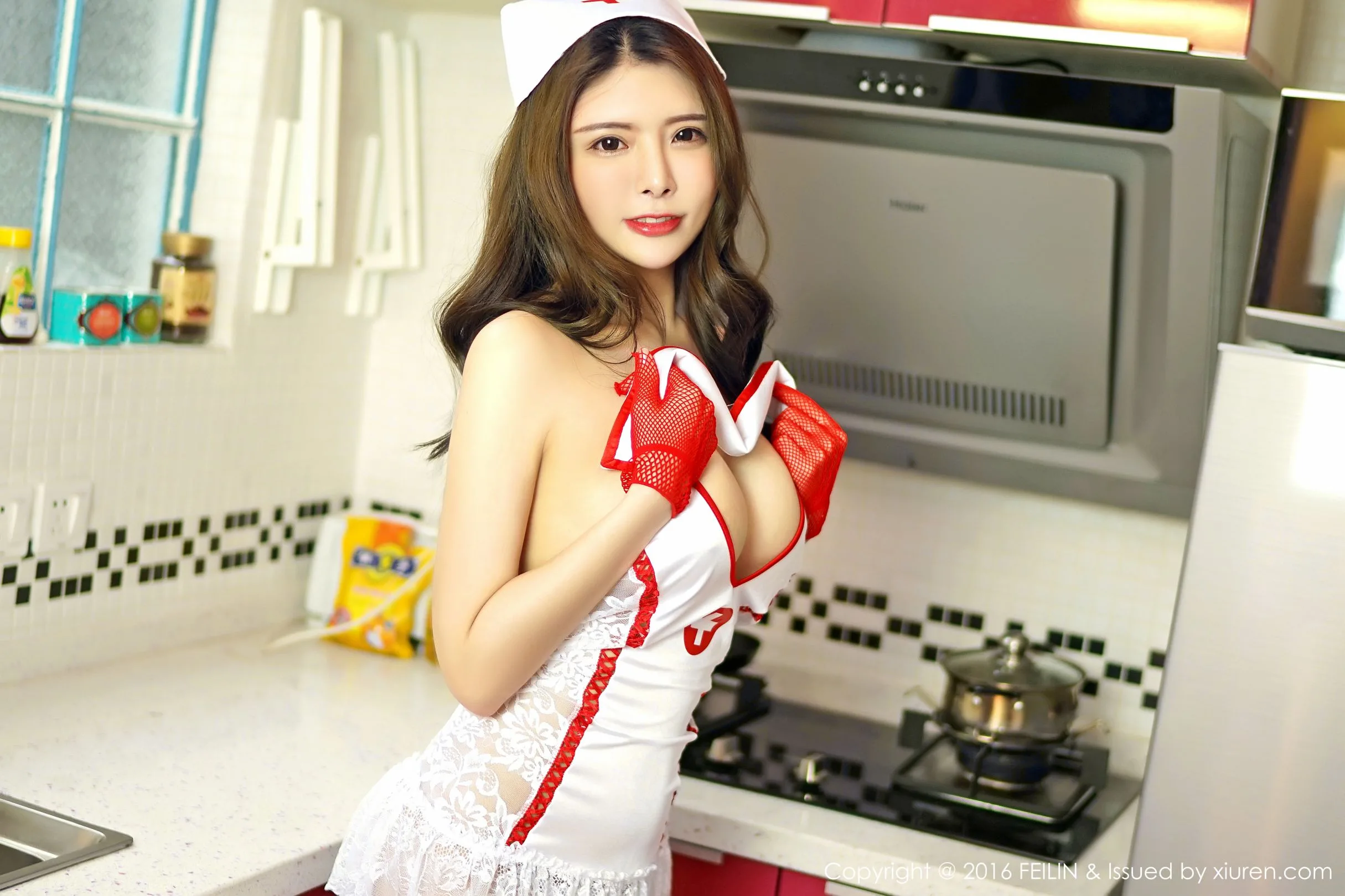 [FEILIN嗲囡囡] Vol.032 Xia Xiaoqiu - Bộ đồ ngủ gợi cảm + Trang phục y tá - 39